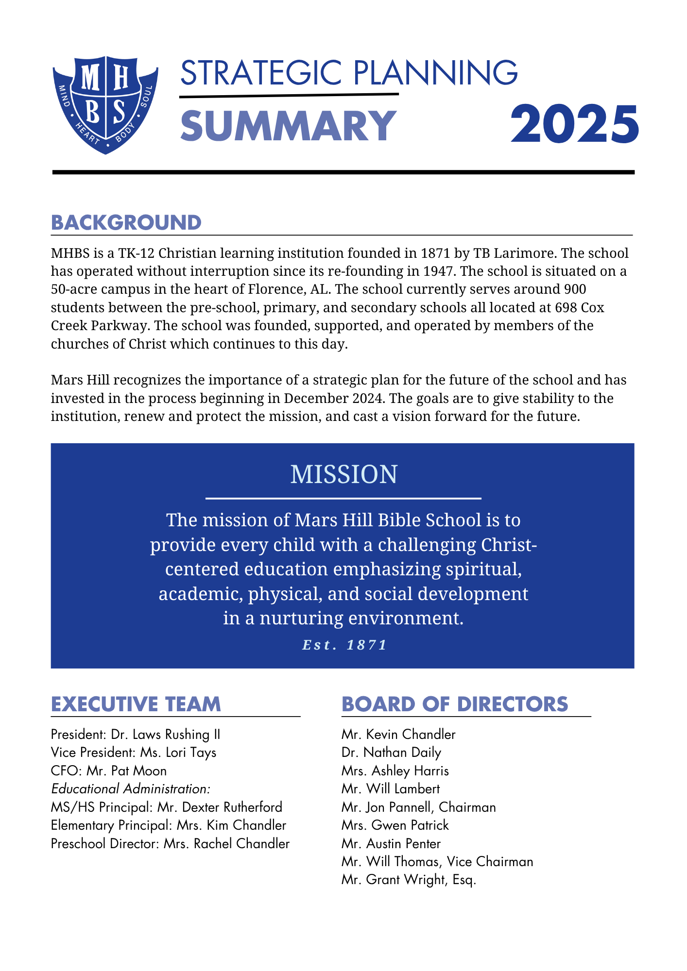 Strategic Plan Mars Hill Bible School Strategic Plan Mars Hill Bible School